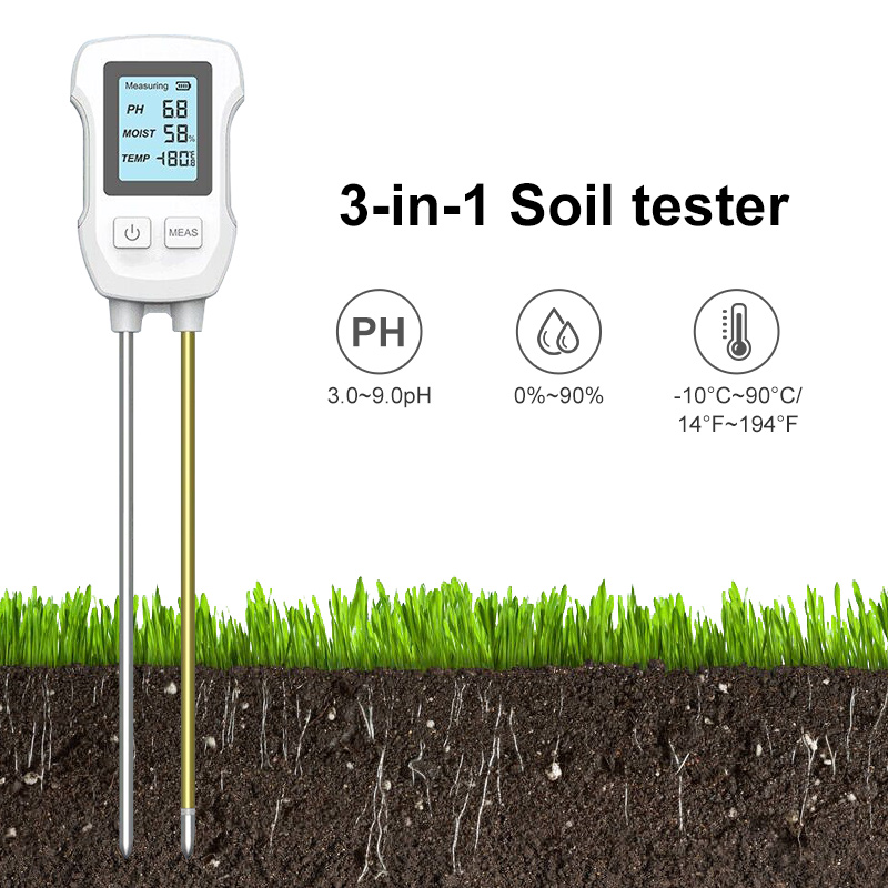 LCD Digital Soil PH Tester 3/5 in 1 Soil Moisture Sensor Fertility Sunlight Temp Monitor Detector Garden Plants Soil Analyzer