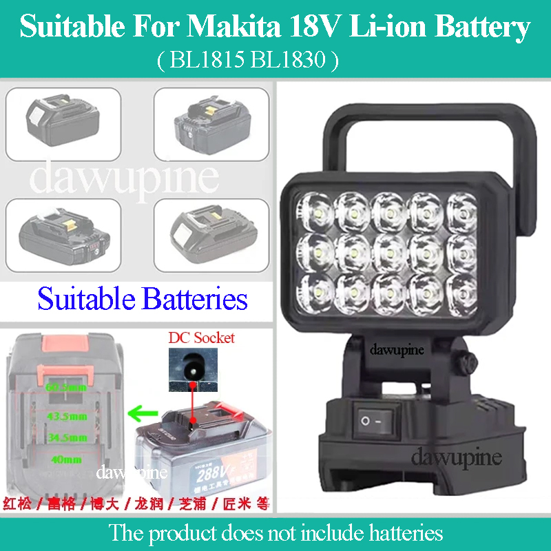 Power Tool Accessories For Makita 18V Li-ion Battery 15 Beads LED Working Light Emergency Lamp Flashlight Spotlight BL1830