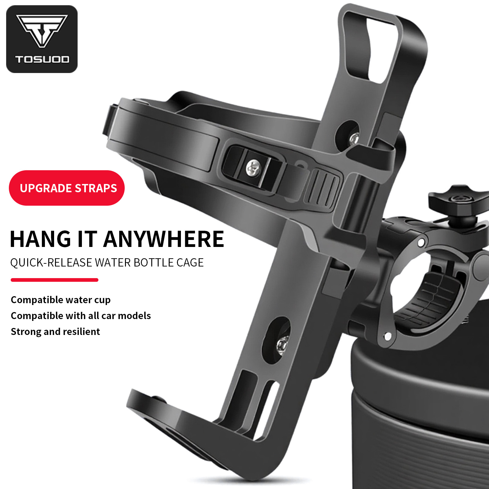 TOSUOD Bike Water Bottle Cage 360° Rotatable Quick Release Nylon Bicycle Bottle Holder With Detachable Base Cycling Accessories