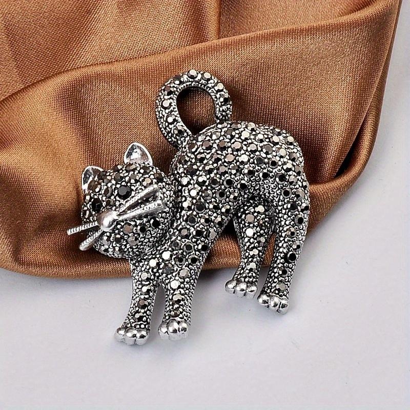 1pcs Luxury Creative Vintage Rhinestone Cat Brooches Women Small Animal Full Crystal Brooch Pins Party Casual Gifts for Women