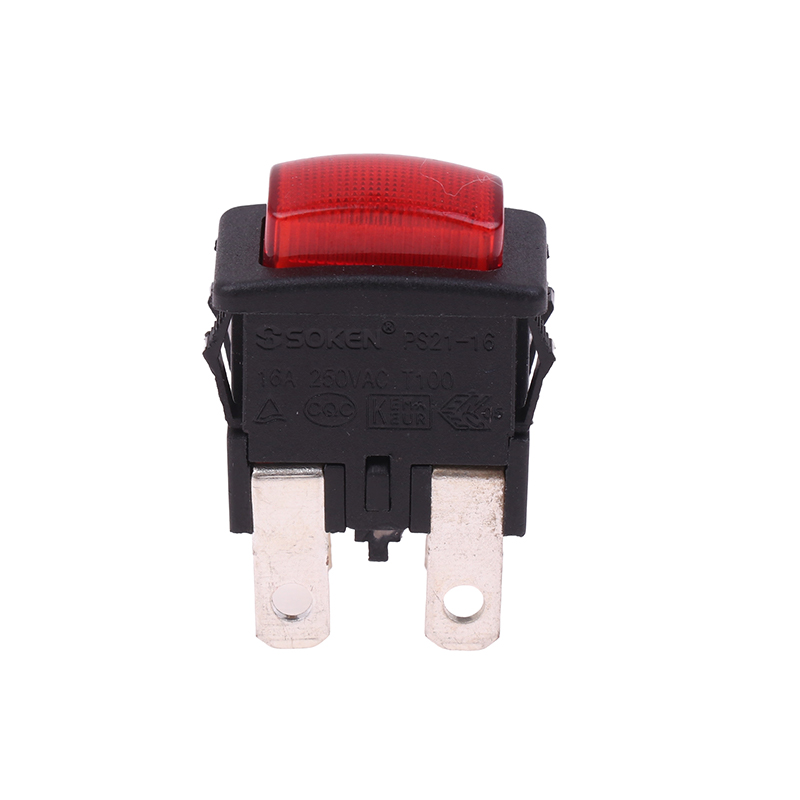 Red 4Pins 16A Self-Lock On Off Push Button Rocker Switch PS21-16 With Light Heater Electrical Touch Accessories