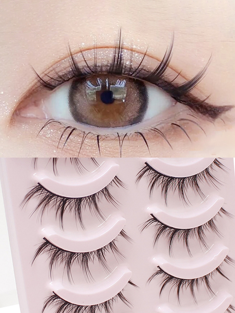 5 Pairs Of Natural Makeup Daily Makeup Cos Eyelashes Simulated Grafting Fish Tail Segmented Eyelash Facial Makeup Tool