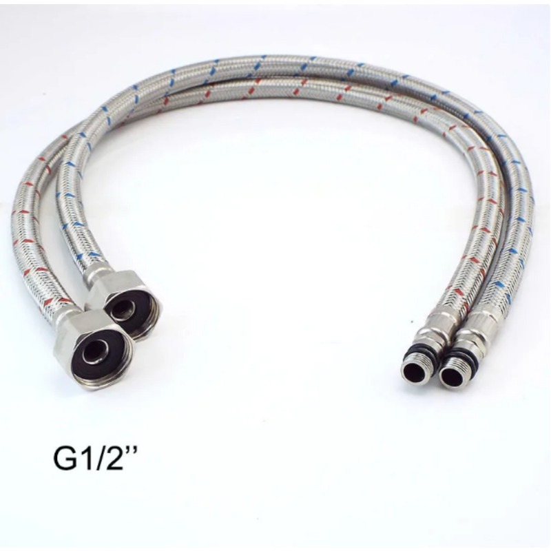 304 Stainless Steel Braided Hose Hot and Cold Faucet Kitchen Wash Basin Faucet Explosion-proof Hose Replacement Parts Bathroom