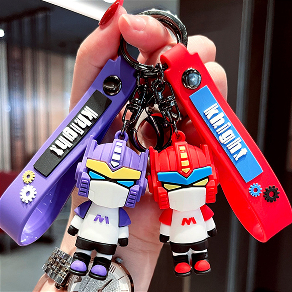 1pcs Creative Soft Plastic Cartoon Cute Robot Key Chain Personalized Fashion Bag Car Cell Phone Pendant Exquisite Small Red