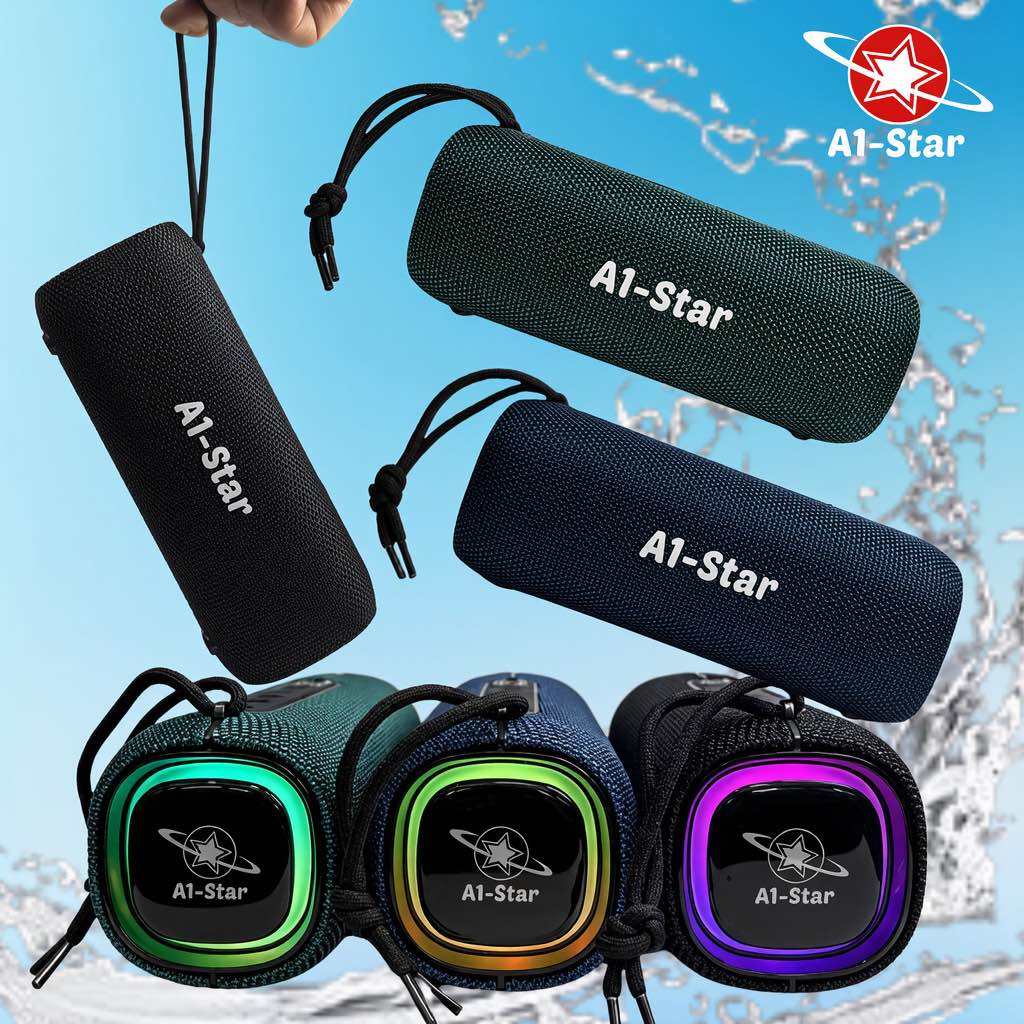 A1-Star Damphu SP1500 Wireless Bluetooth Speaker 30W PMPO | 20W RMS Crystal Audio | Bluetooth 5.3 | IPX5 Water Resistant | RGB Lighting | Deep Bass Boost | Hi-Fi Stereo Sound | TWS Dual Pairing | TFCard | AUX | FM | Portable Indoor & Outdoor Speaker