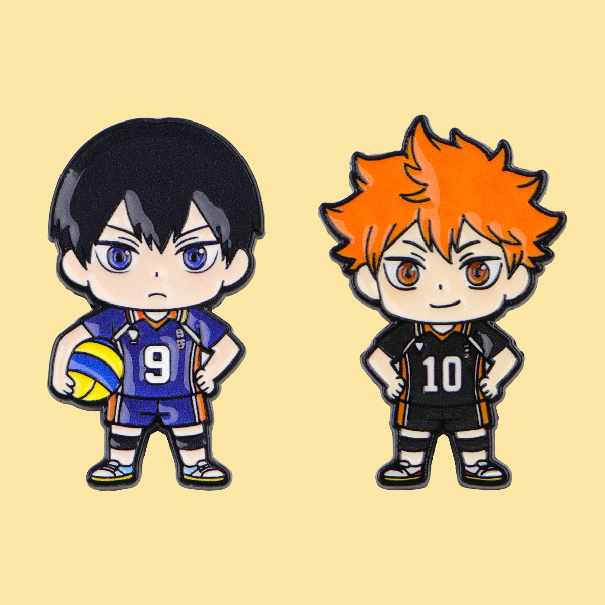 2pcs/Set Cute Anime Volleyball Boys Enamel Pin Sports Chibi Figure Brooches For Backpacks Hats Jackets Fashion Jewelry Fans