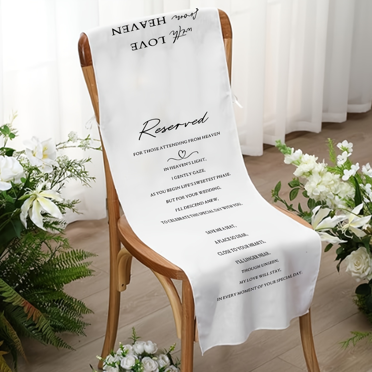 Reserved Signs for Wedding Reserved Memorial Wedding Chair Sign Party Banner with Love from Heaven Cotton Linen Save a Seat for