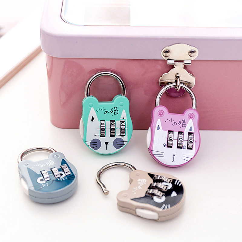 New! 1pc Cute Cat Code Number Lock Anti-theft High Strength Accurate Mini Luggage Suitcase Number Password Lock for Dorm Drawer
