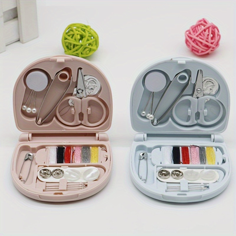 1PC Traveling must-have: Portable sewing kit with strong mini scissors, various buttons and threads, perfect sewing set for