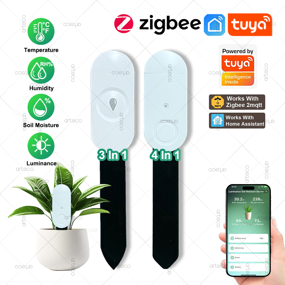 Zigbee Soil Moisture Detector Sunlight Fertility Temperature Humidity Meter Smart Soil Tester Moisture Sensor Real Time Monitor