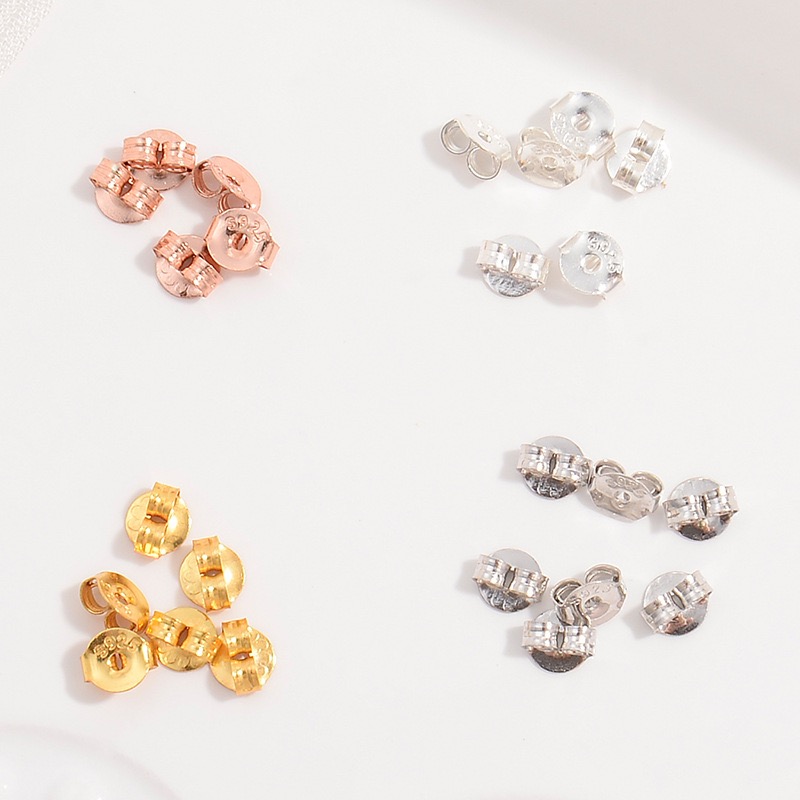 100pcs High Quality 925 Silver Plated Rose Gold Color Copper Earring Back Plug Earring Settings Base Ear Studs Back Whole Sale