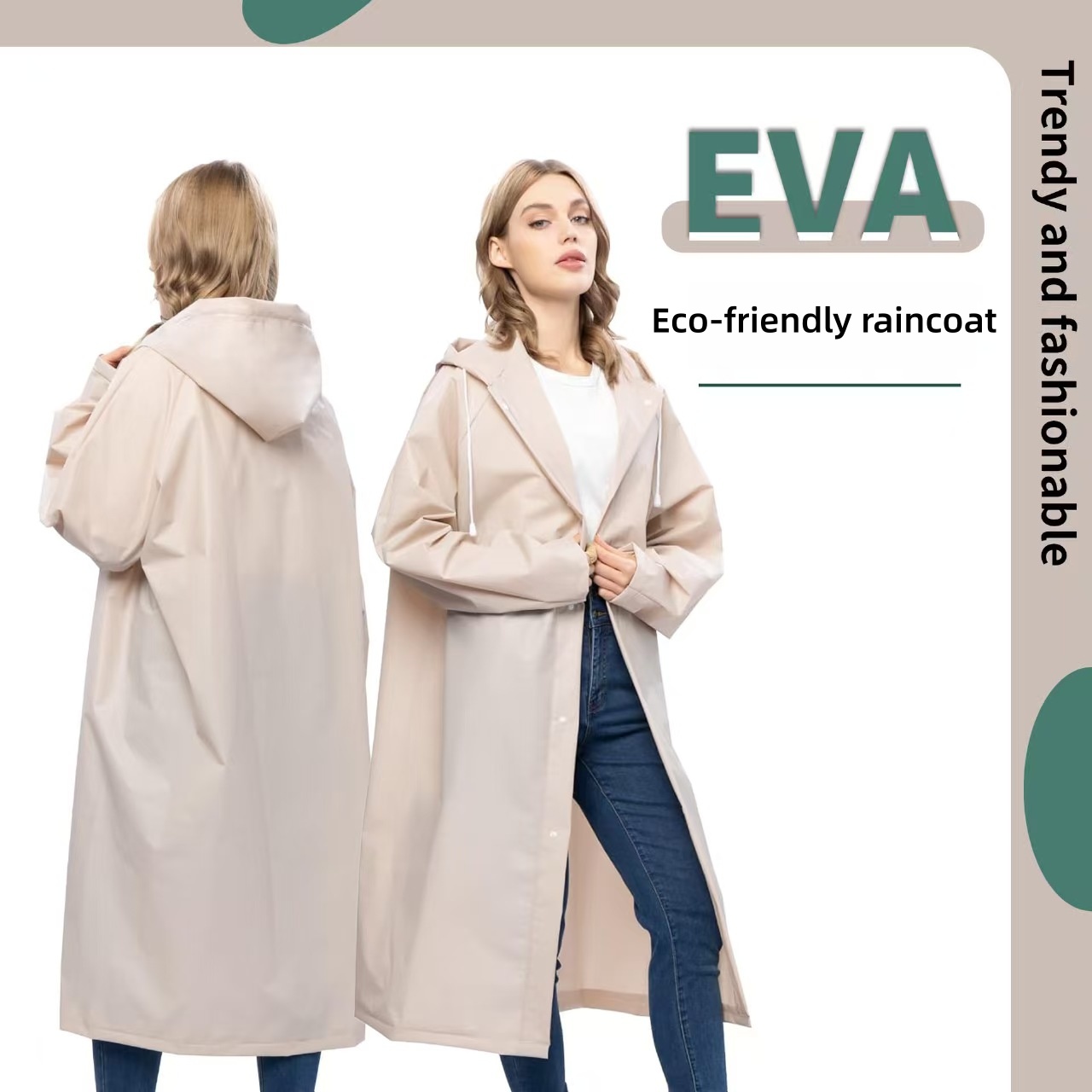 EVA Non-Disposable Unisex Portable Thickened Outdoor Raincoat for men And Women Eco-Friendly Reusable Rainwear