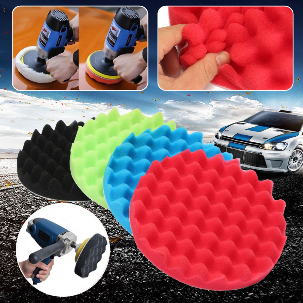 5pcs/Set 3/4/5/6/7 Inch Car Polishing Pad Kit Self-Adhesive Reusable Auto Buffing Waxing Sponge Circular Polisher Waxing Pads