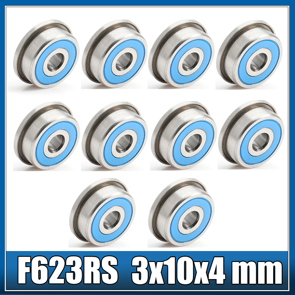 F623RS Bearing 3*10*4 mm ABEC-7 10 Pcs, F623-2RS Flange Ball Bearings For VORON 0 Motion, Use In A/B Drive Units Idlers XY Joint