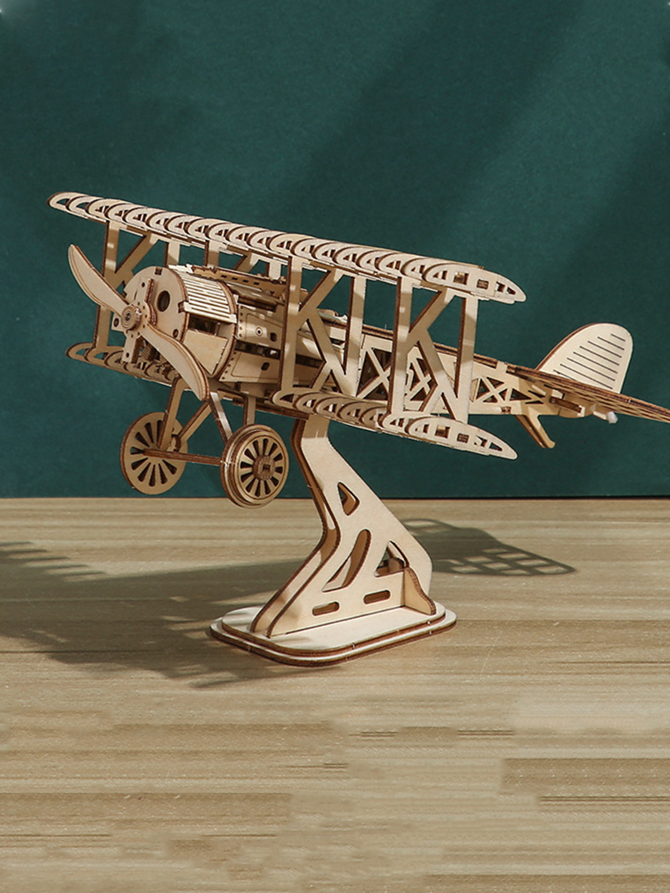 3D Wooden Puzzle Wood DIY Craft Bi-Plane Model kits Handmade