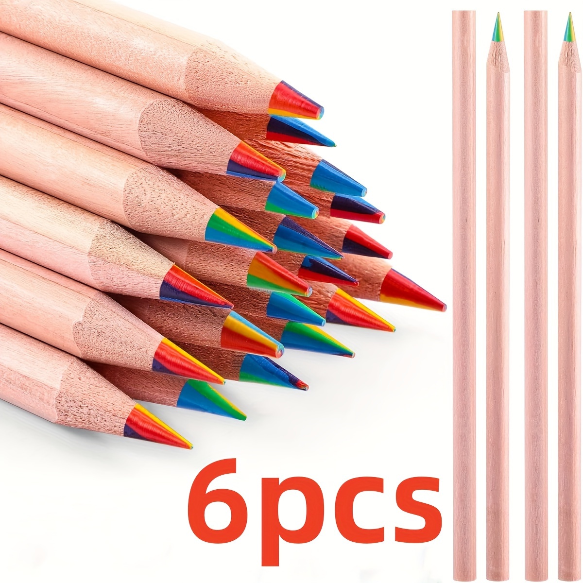Aiwolin 7 Color in 1 Rainbow Pencils, 6 Pieces Rainbow Colored Pencils, Assorted Color Pencils for Coloring Drawing, Multicol