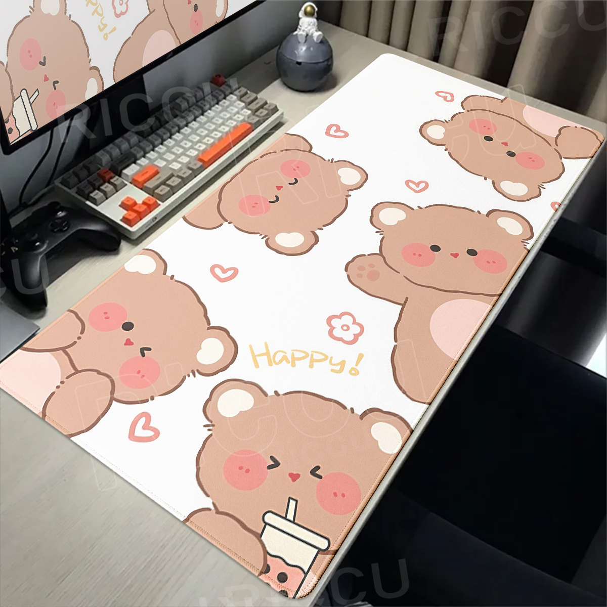 Kawaii Brown Bear Mousepad Desk Decoration Non-Slip Mat Cute Cartoon Office Largr Mouse Pad PC Keyboard Accessories Animal Pads