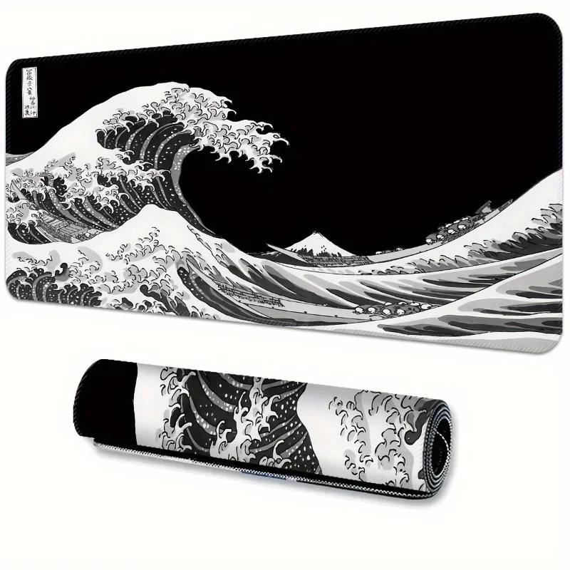 Large Sea Wave Gaming Mouse Large Sea Gaming Mouse Pad Desk Mat with Non-Slip Washable Great Wave Playmats Gamer Carpets