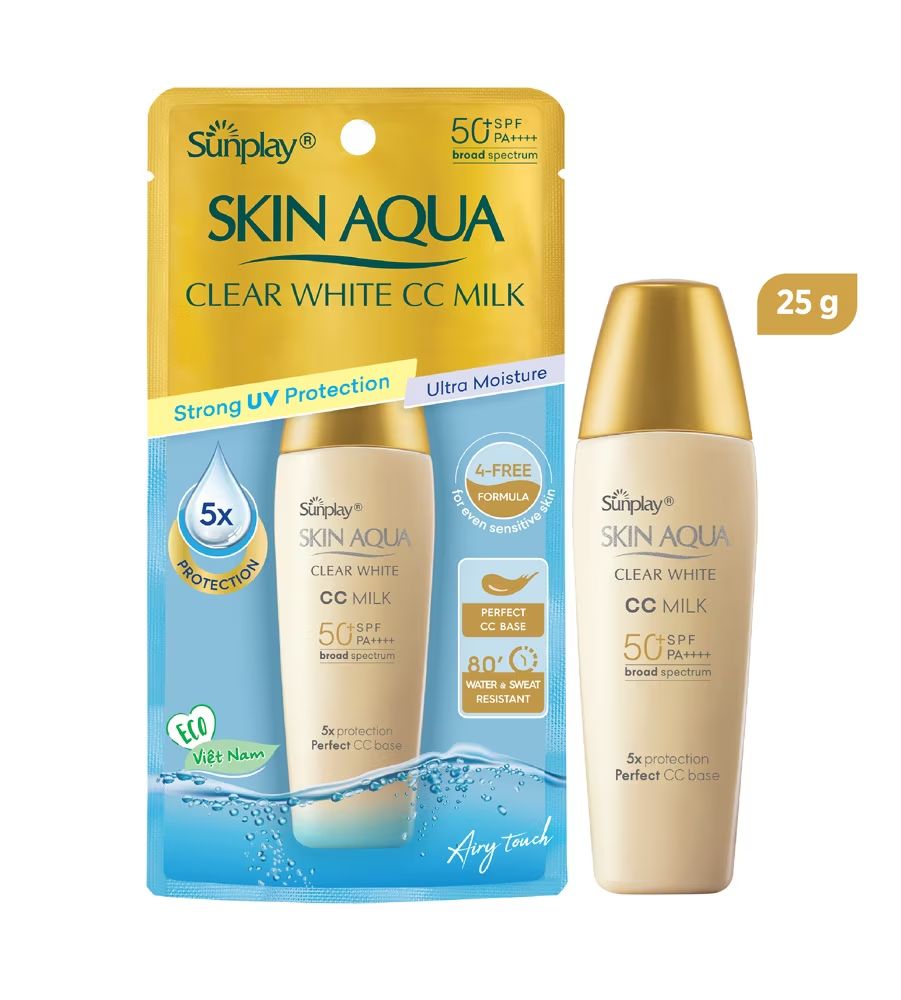 Rohto Mentholatum Sunplay Skin Aqua Clear CC Milk 25g with SPF 50+ PA++++ (Long - lasting UV Protection & Ultra Protection)