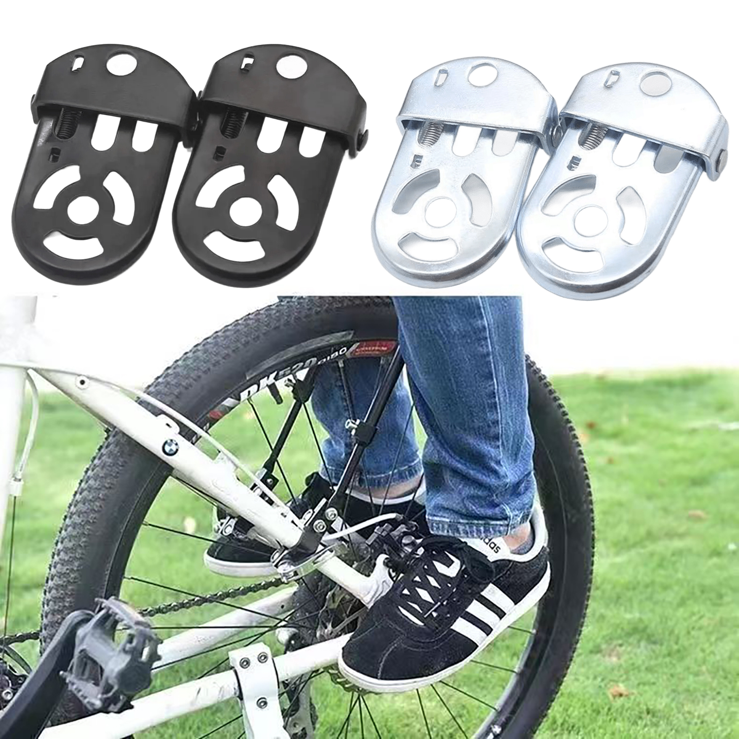 Folding Bike Pedals Foot Peg Non-slip Rear Seat Steel Footrest Mountain Children's Cycling Wheel Manned Foot Stepping 1Pair