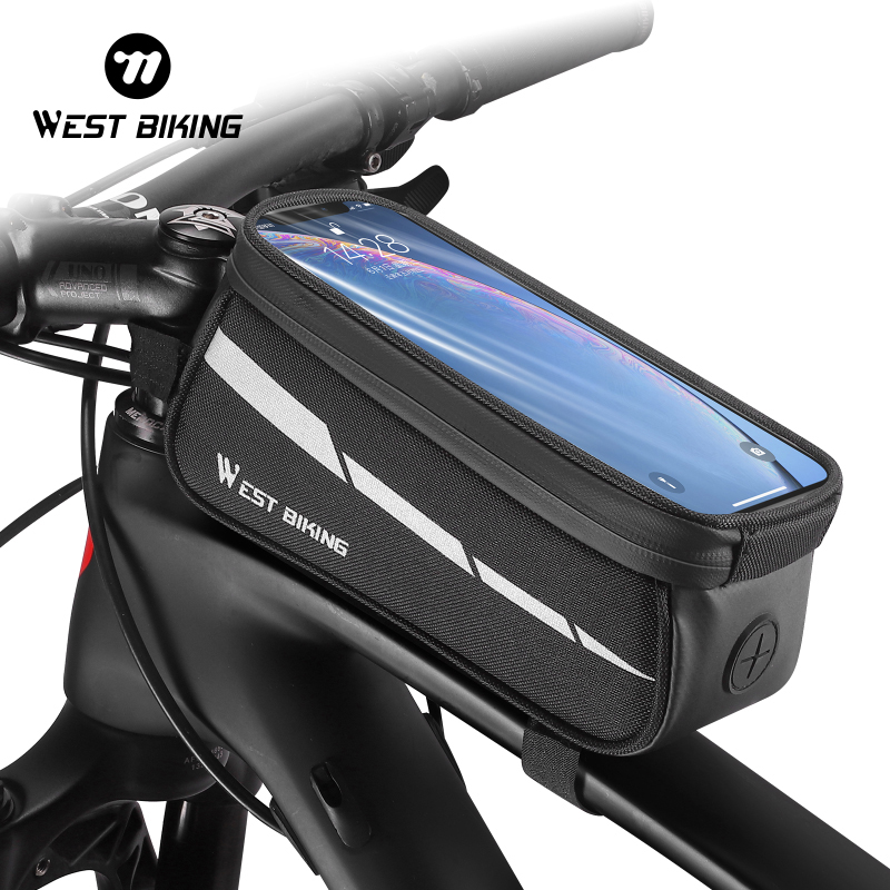 WEST BIKING Bicycle Bag 7.0 Inch Phone Bag Waterproof Front Frame Cycling Bag Sensitive Touch Screen MTB Road Bike Bag