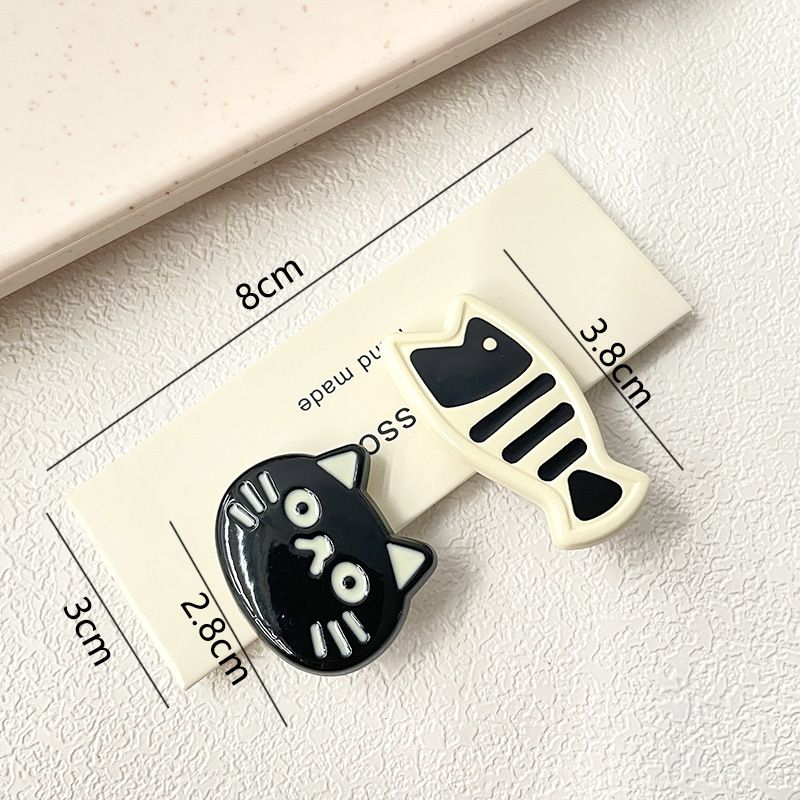 2pcs Cute cartoon black cat, small fish duckbill clip, hairpin hair accessory, sweet wind, forehead hair clip, edge clip