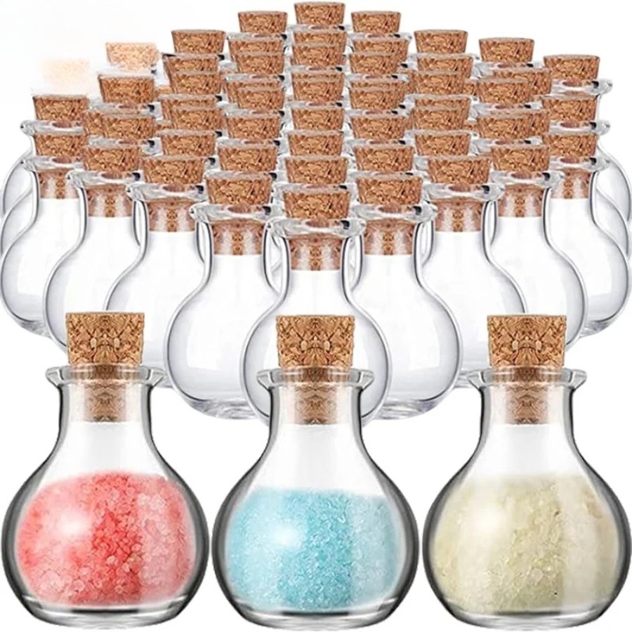 Mini Glass Bottles Jars Clear Empty Containers With Lids Wishing Message Glass Bottle DIY Crafts For Xmas Wedding Decorations