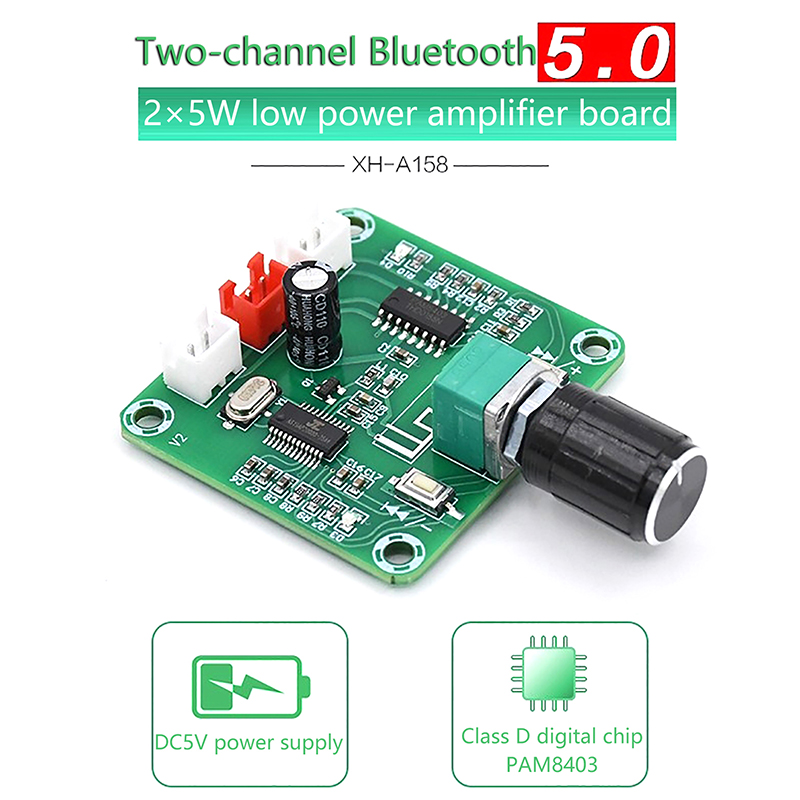Pam8403 Small Power DIY Wireless Speaker Amplifier Board 5W*2 XH-A158 Ultra Clear Bluetooth 5.0 Audio Power Amplifier Board