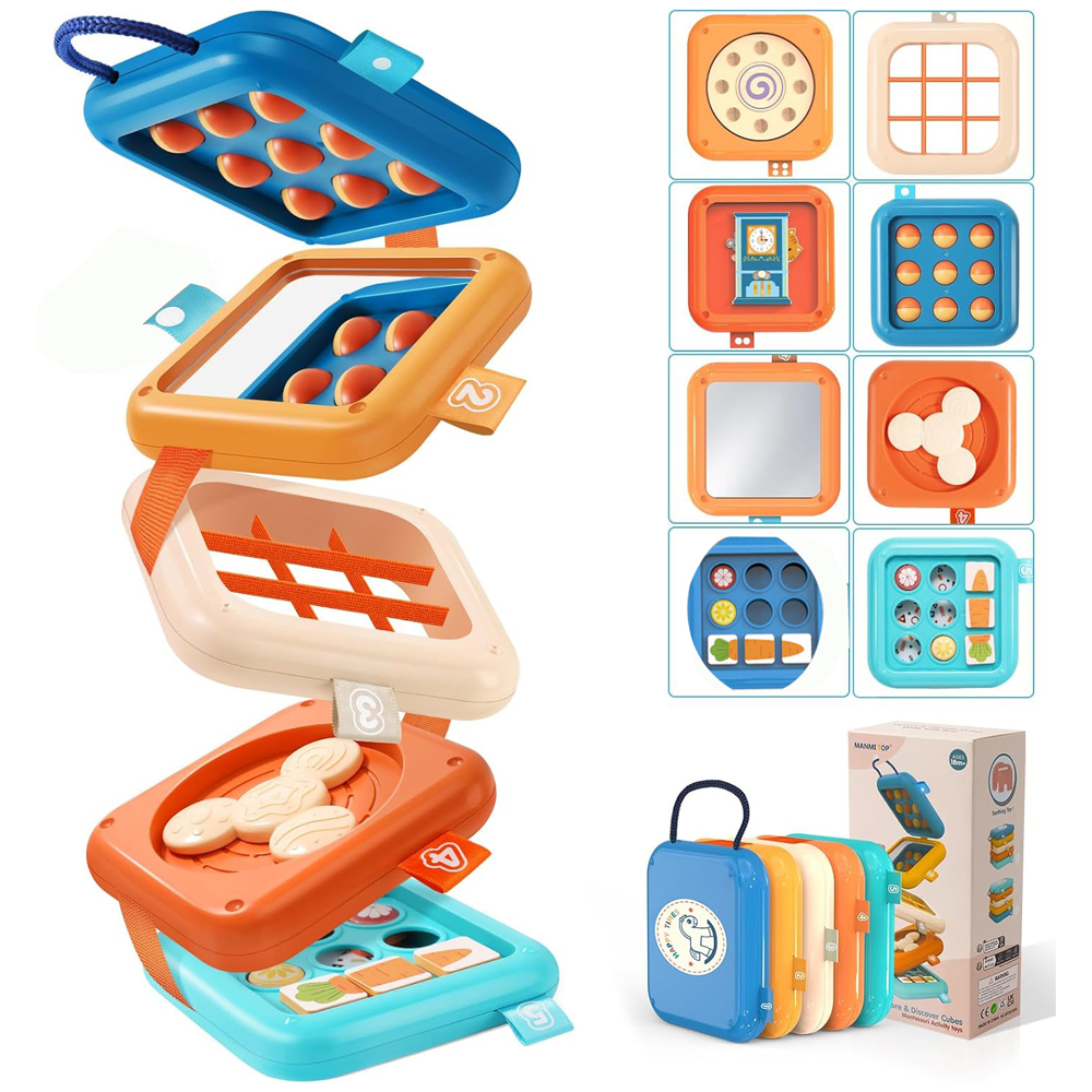 Montessori Toys Busy Board Baby Activity Cube Sensory Toys Folding Puzzle Fine Motor Skill Early Educational Toys for kid age 1+