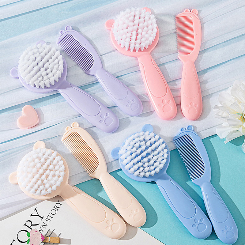 2 Pcs/Set Cute Kids Baby Small Hair Brush And Comb Set For Newborns & Toddlers Baby Brush Soft Bristles Baby Hair Care Gift