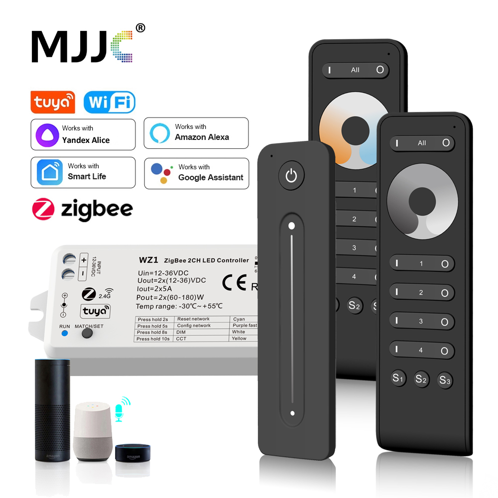 Zigbee LED Dimmer 12V 24V Tuya Smart Life 2.4G RF Wireless Remote Magic Home Wifi WW CW CCT LED Strip Light Controller WZ1 lightify