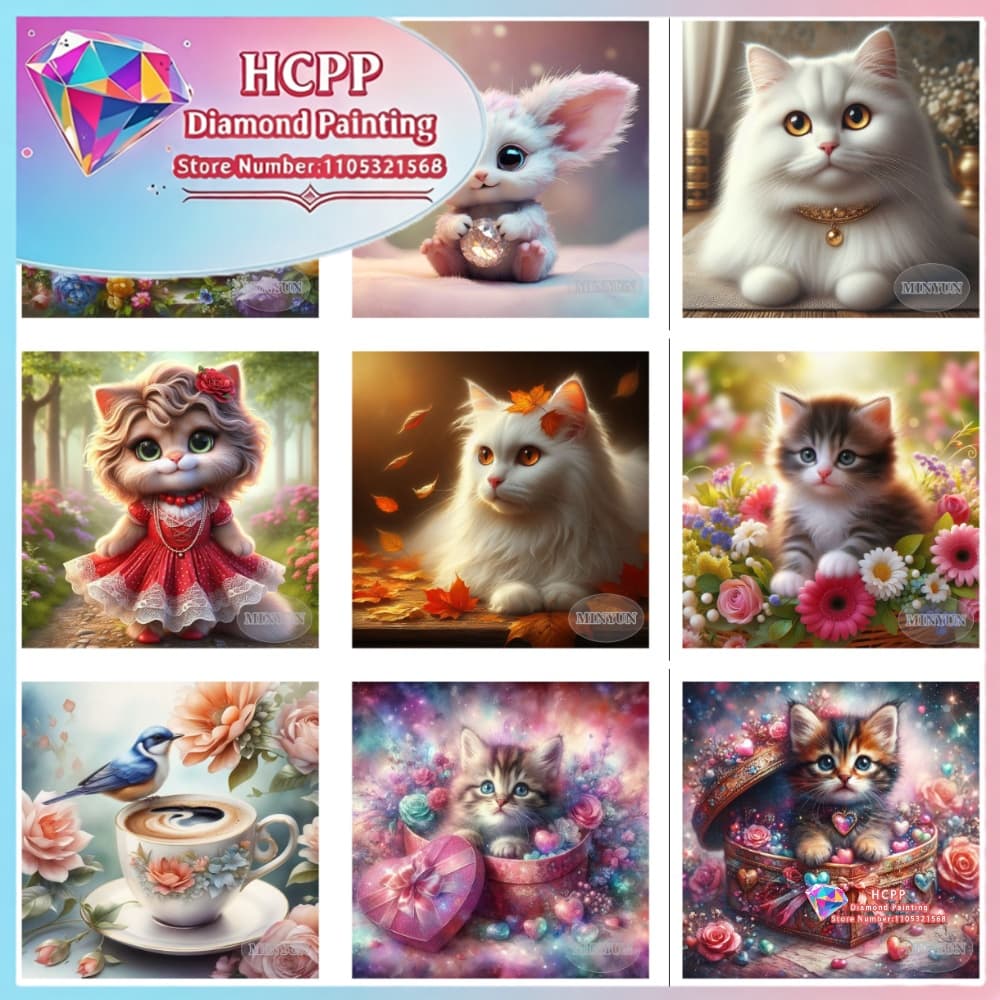 2026 New Cute Cat Bird Diamond Painting Kit Square Round Diamond 5D DIY Mosaic Handmade Art Unique Exquisite Home Decor