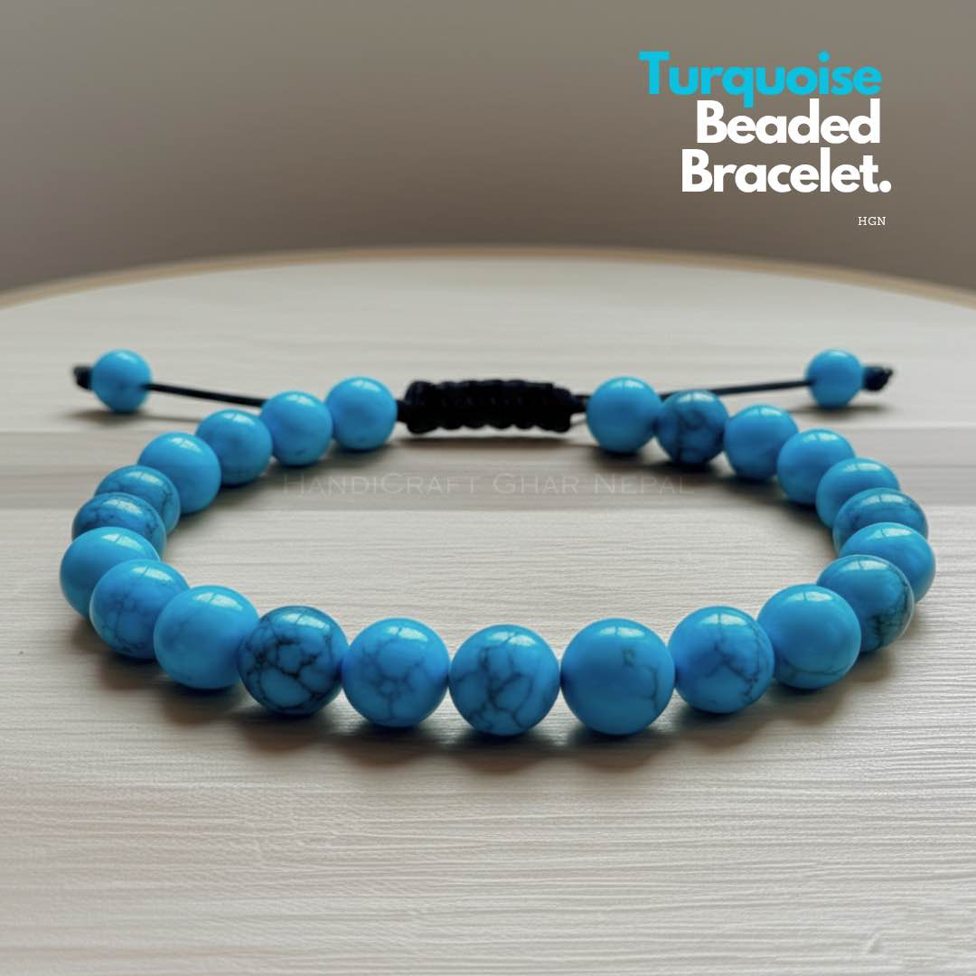Turquoise Beaded Bracelet - Unisex - Free Size - Adjustable Thread