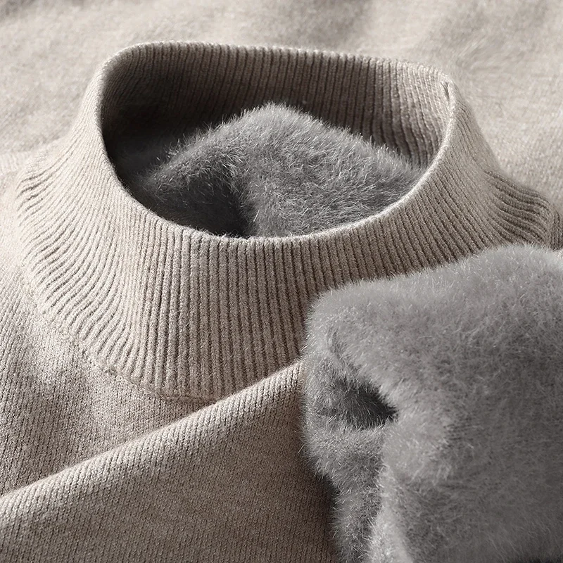 Half Turtleneck Knitwear Sweater New Autumn/Winter Mock Neck Sweatshirts Solid Color Pullovers Man Brand Casual Mens Clothing