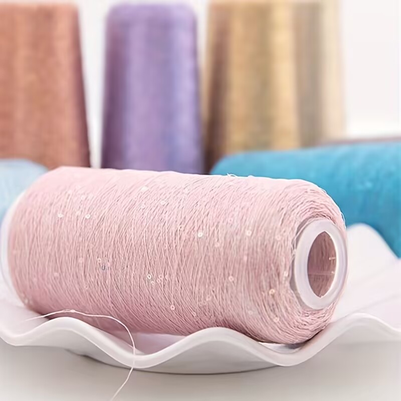 1PC 50g DIY Handmade Knitting Yarn, Multi-Colored Metallic Silver and Gold Thread, Sequin Yarn for Flower Wrapping, Rainbow Comp