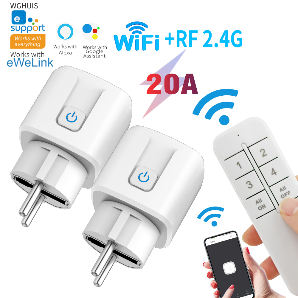 20A eWeLink WiFi Smart Socket Wireless Remote Control Compatible with Alexa Voice Control eWeLink App for Smart Home Automation