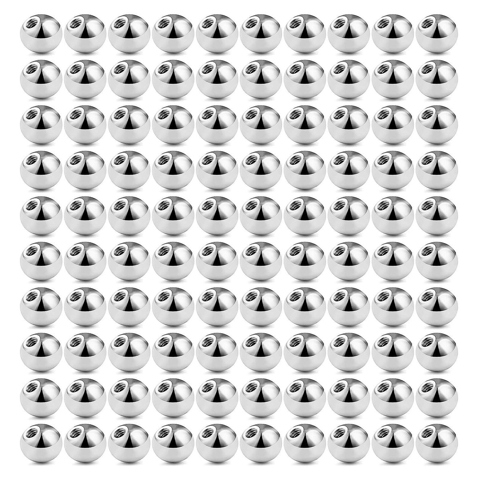 100 Pcs/bag 16G 3mm 4mm Replacement BALLS Threaded Surgical Steel Industrial Barbell Tongue Belly Body Piercing Parts