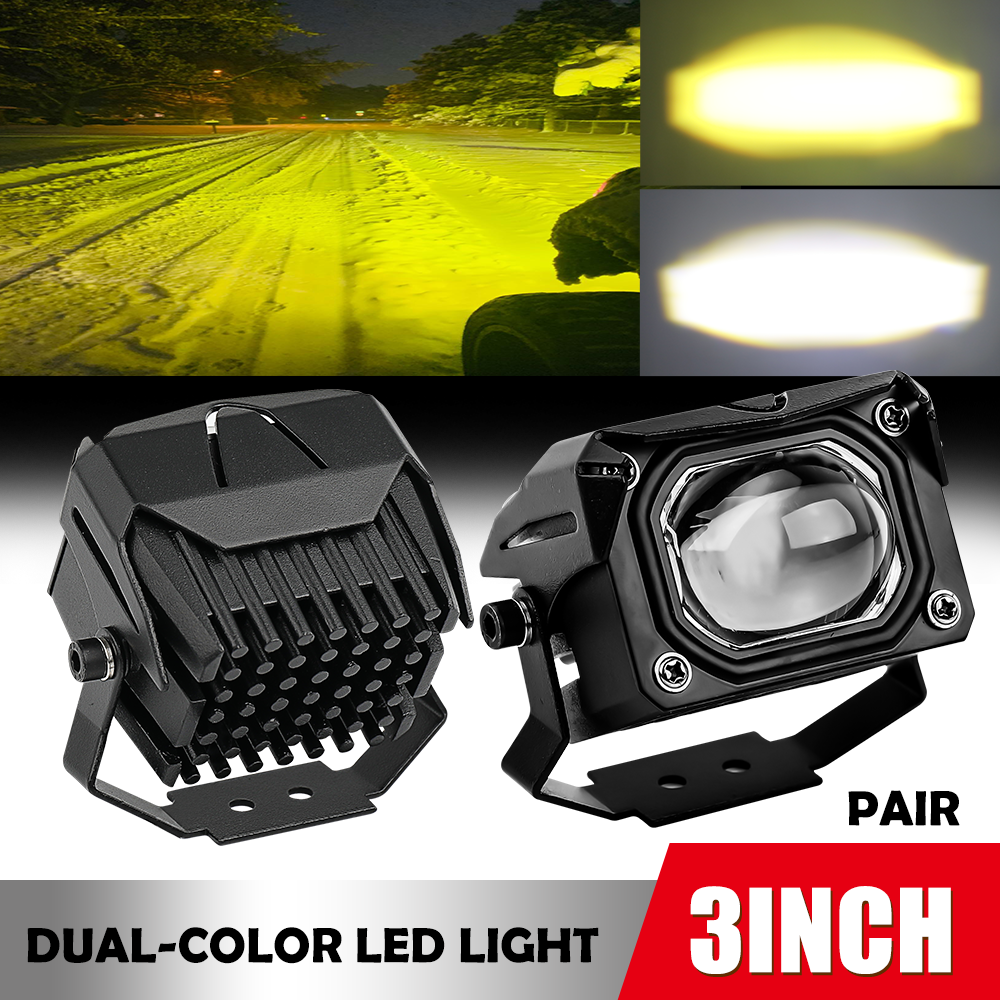 UNISHINE LED Work Light 3" 24000LM 12V 24V Red DRL 3500K 6500K Combo Beam Spot Fog Light For Moto 4X4 UTE Offroad