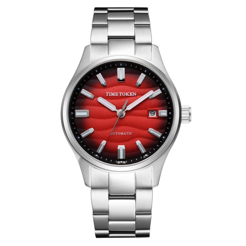 TIME TOKEN 40mm Men's Desert Textured Stainless Steel Watch - 3D Sand Dial, 50M Water Resistance, Precision Movement