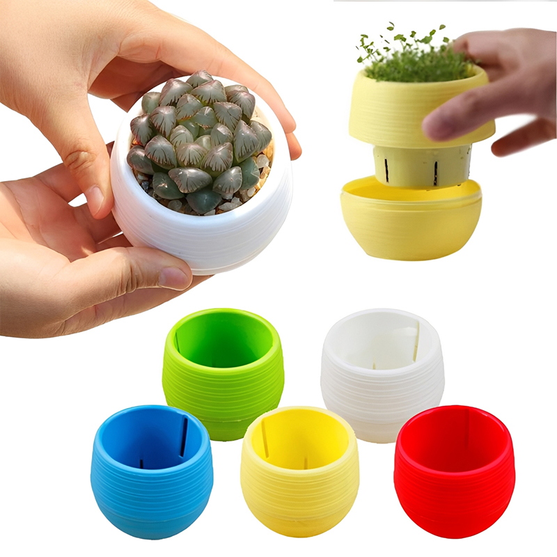 6pcs Flower Pot Set Round Cute Indoor Decoration Color Breathable Household Balcony Desktop Greenery Succulent Flowerpot TMZ