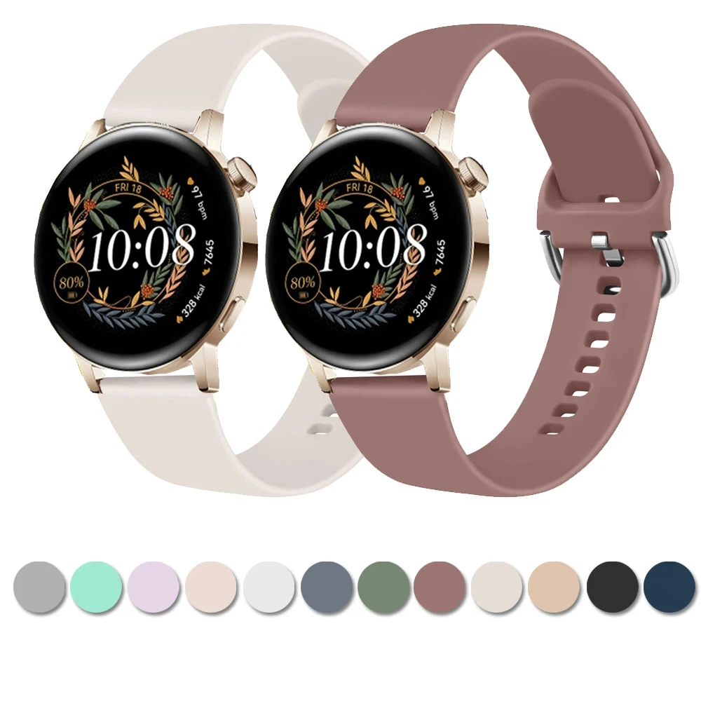20mm Silicone Strap For Watch GT3 GT2 42mm/Watch 2 Sport/ Band For watch magic/ ES/Magic watch 2 42mm Bracelet