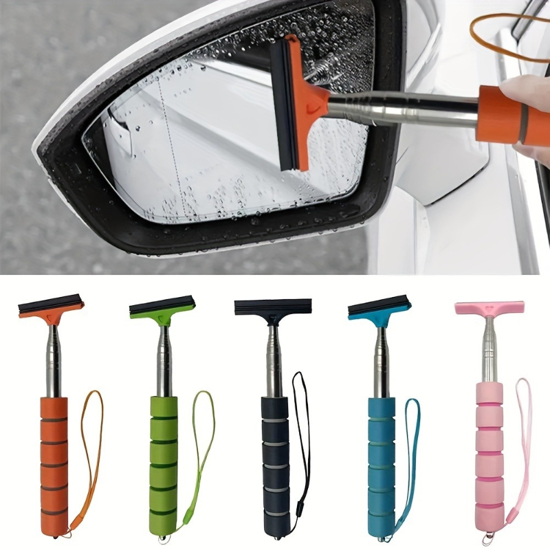 1PC Retractable stainless steel car rearview mirror wiper - Portable retractable car glass cleaning tool