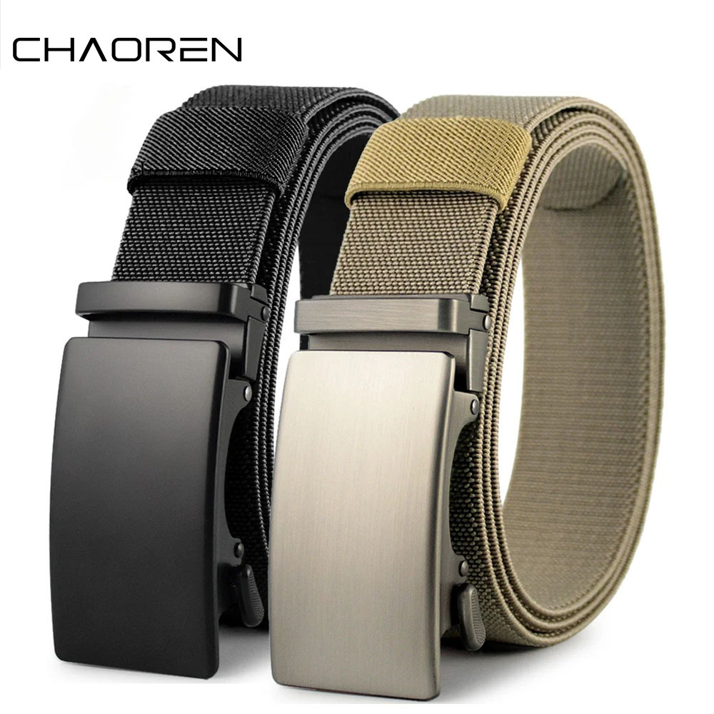 Golf Sports Elastic Belt Tactical Belt Metal Automatic Buckle Tough Stretch Nylon Men Belt 115-135CM Big Size Belts
