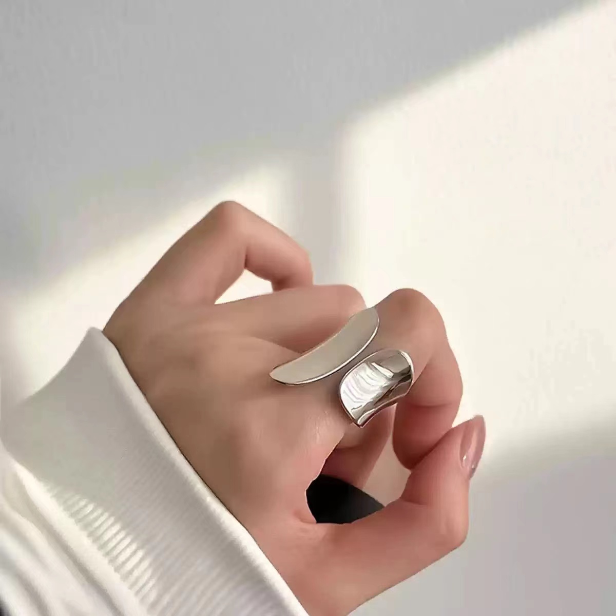 Foxanry Minimalist Retro Cuffs Fashion Creative Sleek Geometric Men's and Women's Open Rings Suitable For Everyday Jewelry