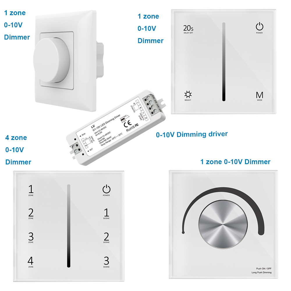 Skydance Led 0-10V 1-10V Dimmer Wall Touch Rotary Dimming Panel AC100-240V Single Strip Dimmer Controller KL T18 T18-1 T18-2