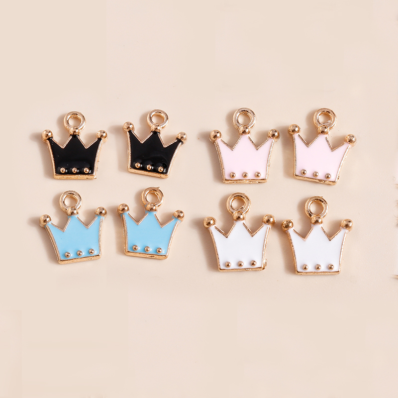 10pcs 11*12mm Enamel Colorful King Queen Mini Crown Charms for Earrings Necklace Cute Charms DIY Jewelry Making Accessories