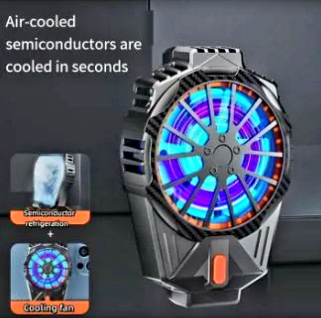 J20 RGB Mobile Cooling Fan | Gaming Phone Cooler Radiator | Rechargeable Semiconductor Cooling Fan for PUBG, Free Fire | Android & iPhone Support