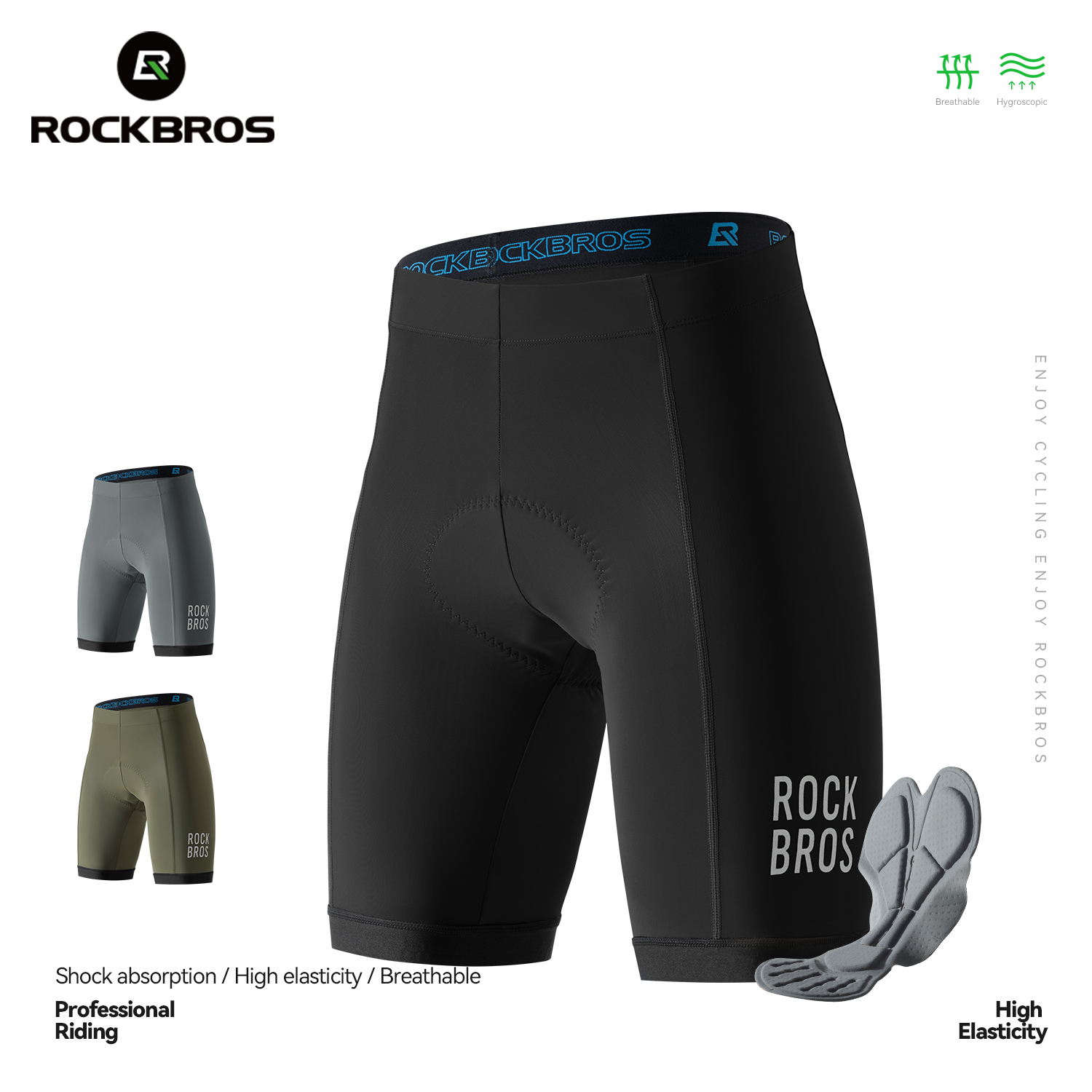 ROCKBROS Cycling Shorts MTB Mountain Bike Tights Shorts Breathable High Elasticity Summer 5-6 Hours Lightweight