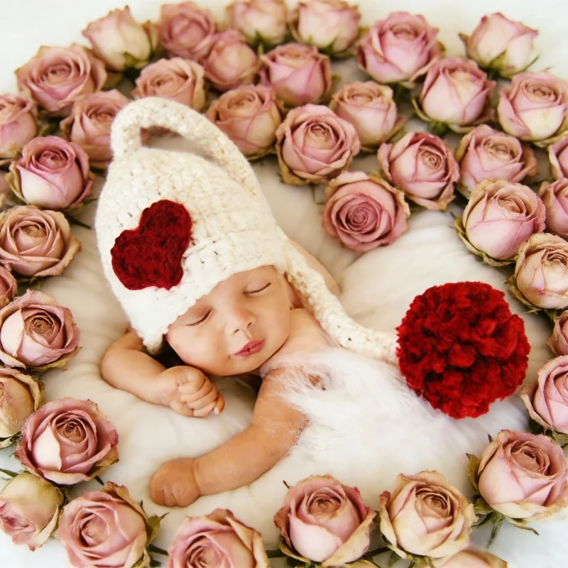 Handmade Knitted Long Tailed Hat 1pc Newborn Baby Four Seasons Milky White Baby Photo Shoot Children Photography Studio Props