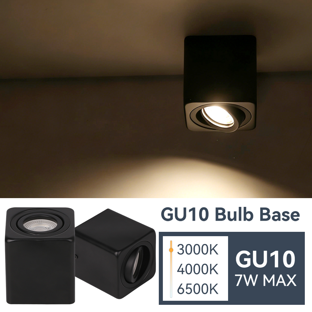 Surface Mounted Ceiling Downlight Home GU10 Bulb Replaceable Spot Light AC85-265V Adjustable Angle Spotlight 3 Color Change